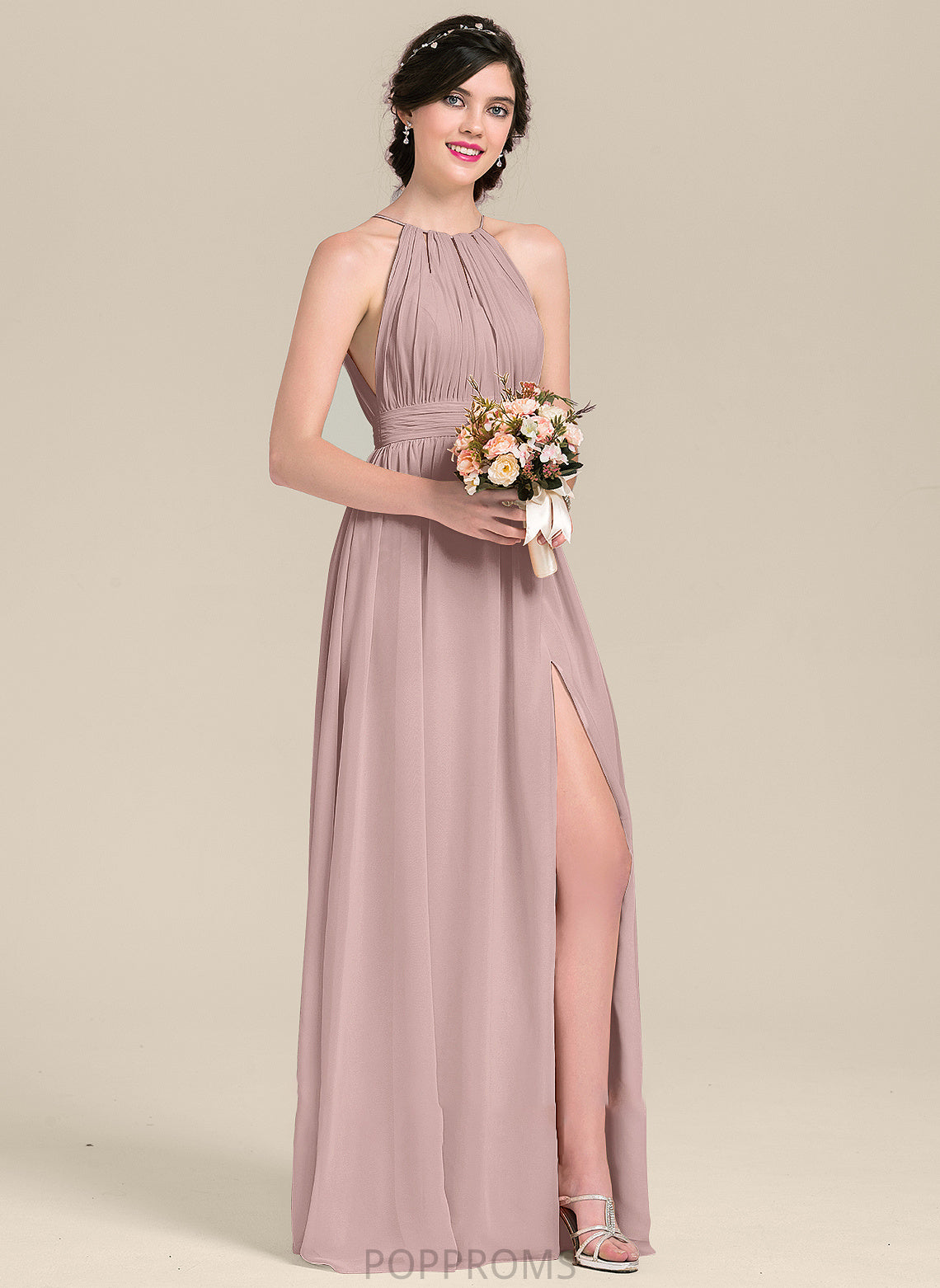 Floor-Length Embellishment SplitFront Fabric ScoopNeck Neckline Length Silhouette A-Line Bow(s) Ruffle Giovanna Bridesmaid Dresses