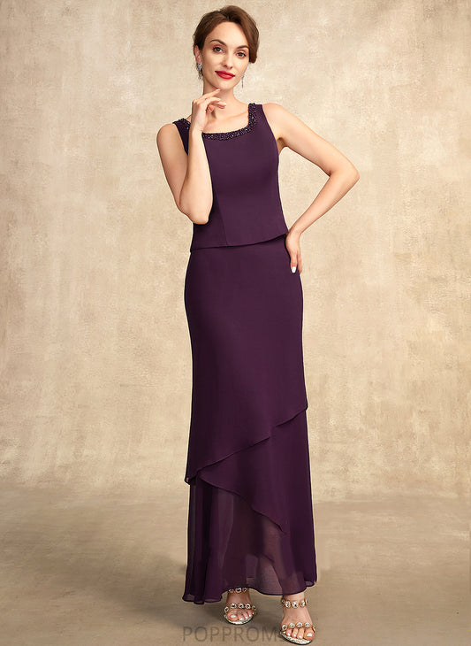 Scoop Mother Dress Mother of the Bride Dresses Sequins With Neck Beading the of Ankle-Length Bride Miley Sheath/Column Chiffon