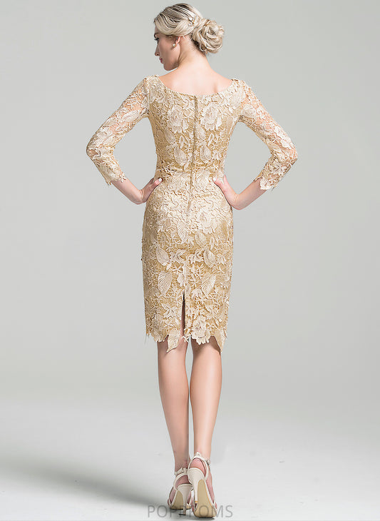 Dress the Knee-Length Mother Bride of Scoop Zaniyah Lace Mother of the Bride Dresses Sheath/Column Neck