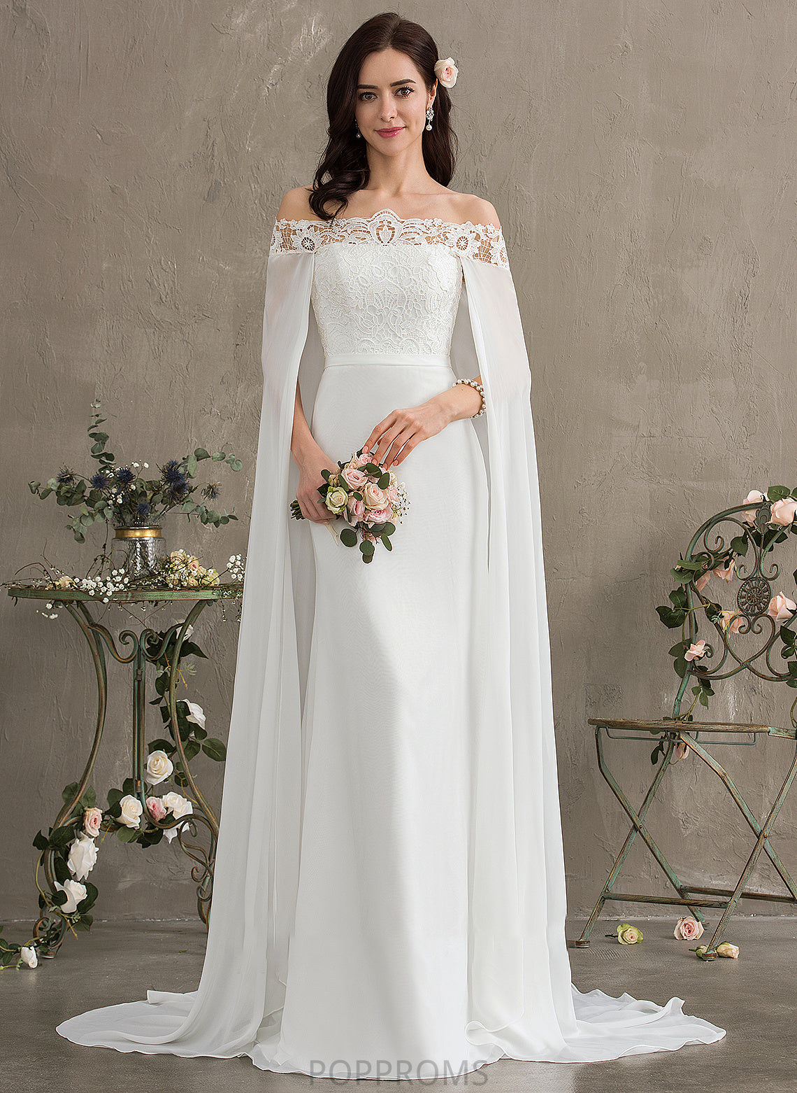 Wedding Dresses Chiffon Dress Wedding Court Sheath/Column Meghan Train