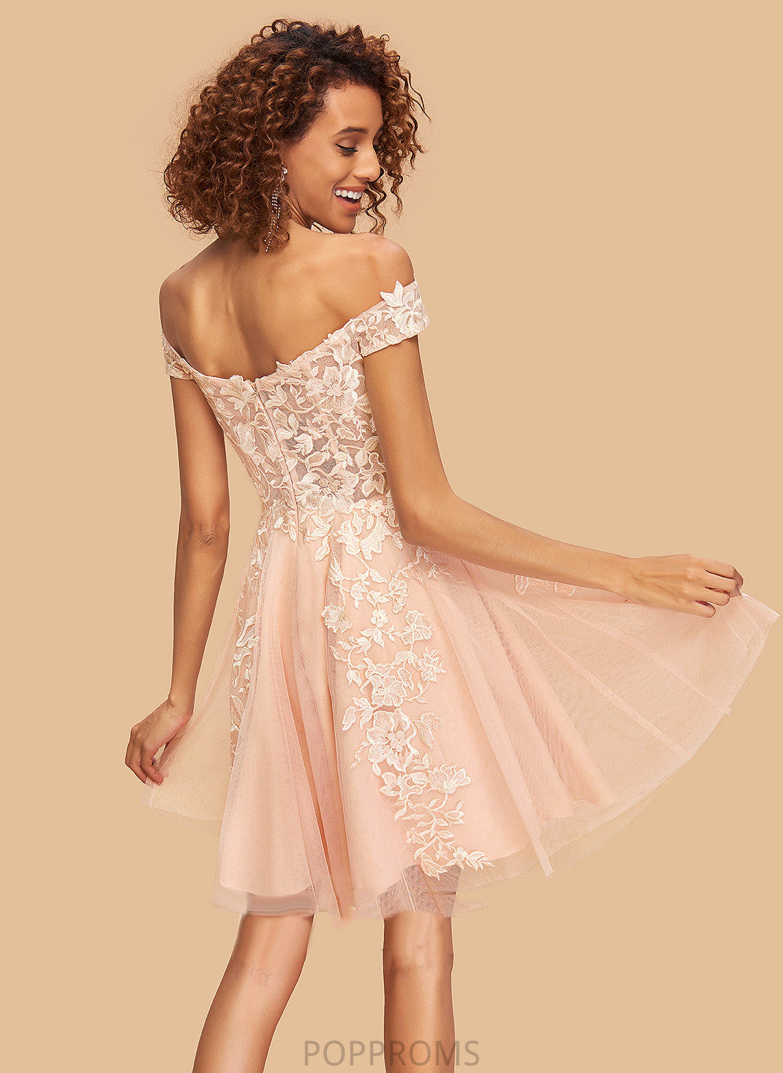 A-Line Off-the-Shoulder Homecoming Dresses Paula Short/Mini Tulle Dress With Homecoming Lace