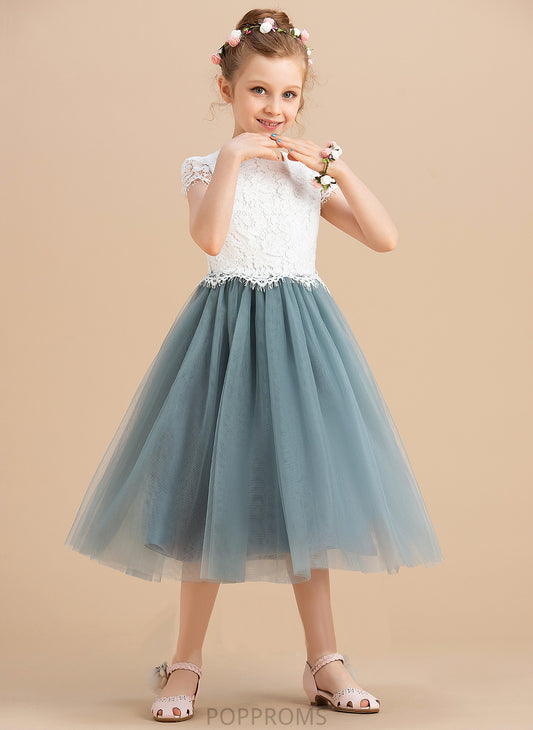 A-Line Dress Neck Tea-length Scoop Flower Girl Dresses Mia Tulle/Lace Girl Flower - Sleeveless