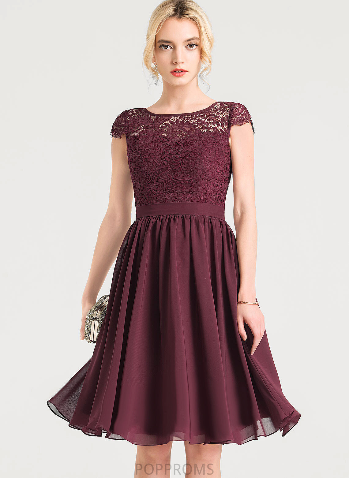 Silhouette Knee-Length Neckline Length Lace A-Line Fabric ScoopNeck Sleeve Noelle Floor Length Straps Bridesmaid Dresses