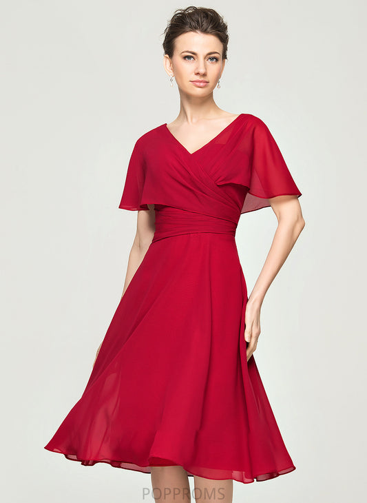 Mother of the Bride Dresses Ruffle Bride With Mother Knee-Length of Charlize Dress A-Line V-neck the Chiffon