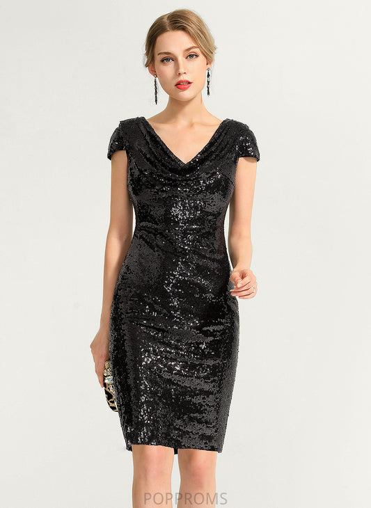 Cocktail Dresses Knee-Length Neck Cocktail Dress Sequined Aleena Cowl Sheath/Column