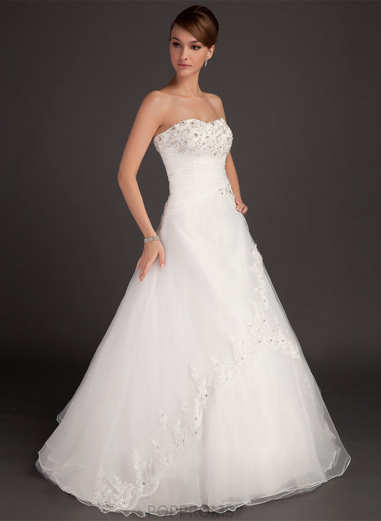 Floor-Length Wedding Dresses Organza Wedding Dress Sweetheart Ball-Gown/Princess Lace Satin Sam With Beading Ruffle