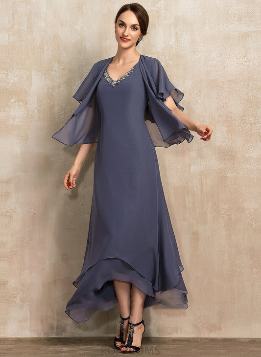 Ankle-Length the Beading Mother of A-Line Mother of the Bride Dresses Bride With Hope Chiffon Dress V-neck