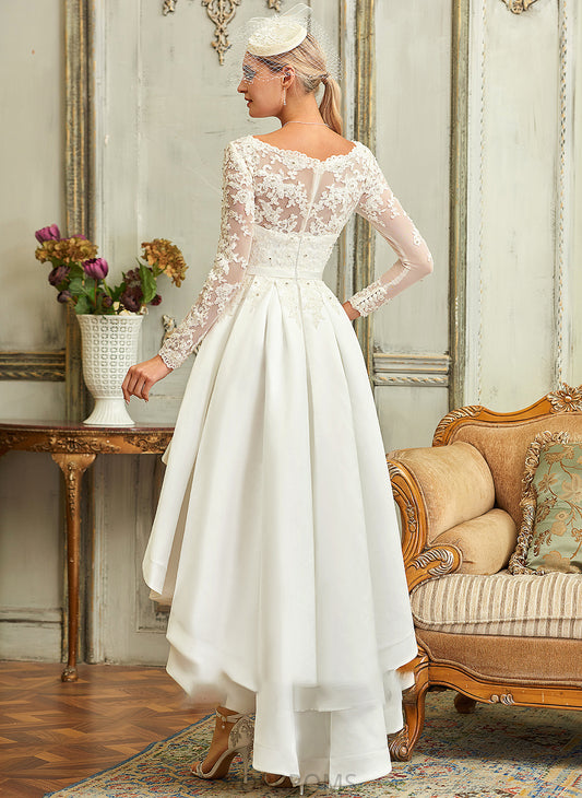 Dress Wedding Dresses Satin Winnie Wedding V-neck Asymmetrical A-Line Lace