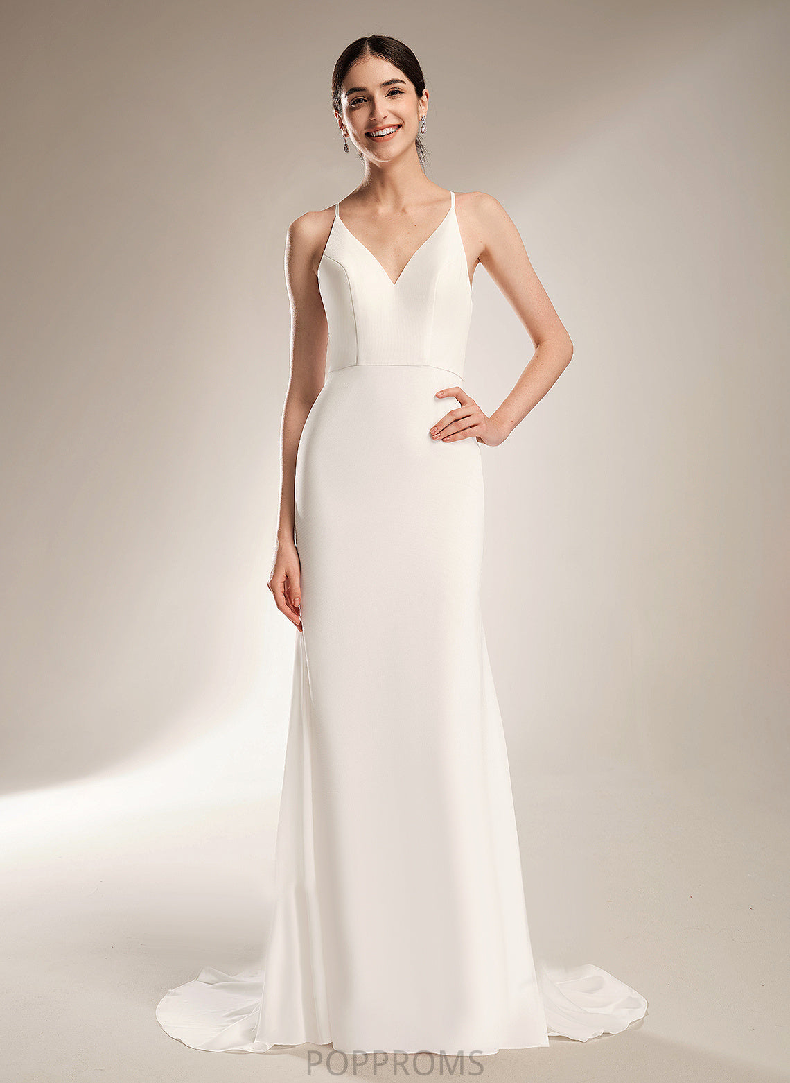 Lace Wedding Jaqueline With Chiffon Court Sheath/Column Train Wedding Dresses V-neck Dress