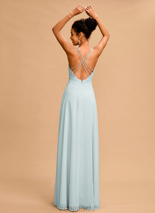 Floor-Length Sequins Ada A-Line V-neck With Prom Dresses Chiffon