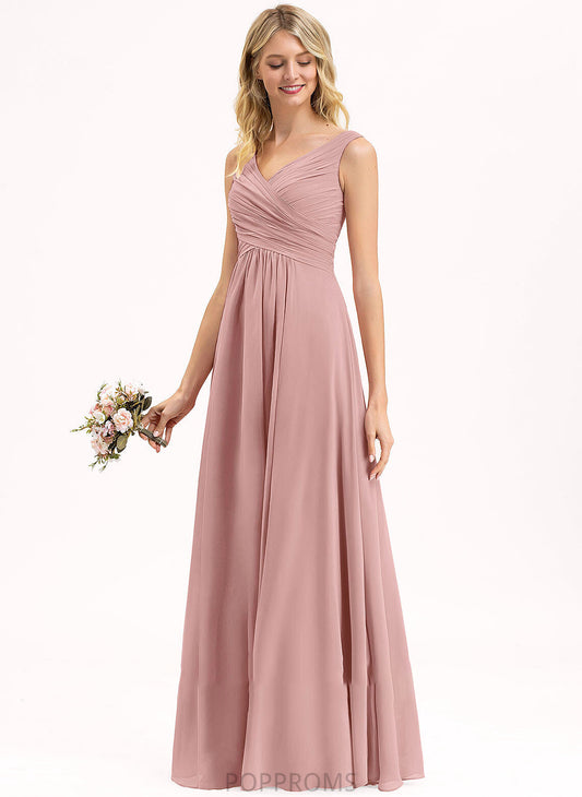 Neckline Fabric V-neck Embellishment Floor-Length A-Line Length Silhouette Ruffle Adalynn Satin Floor Length Bridesmaid Dresses