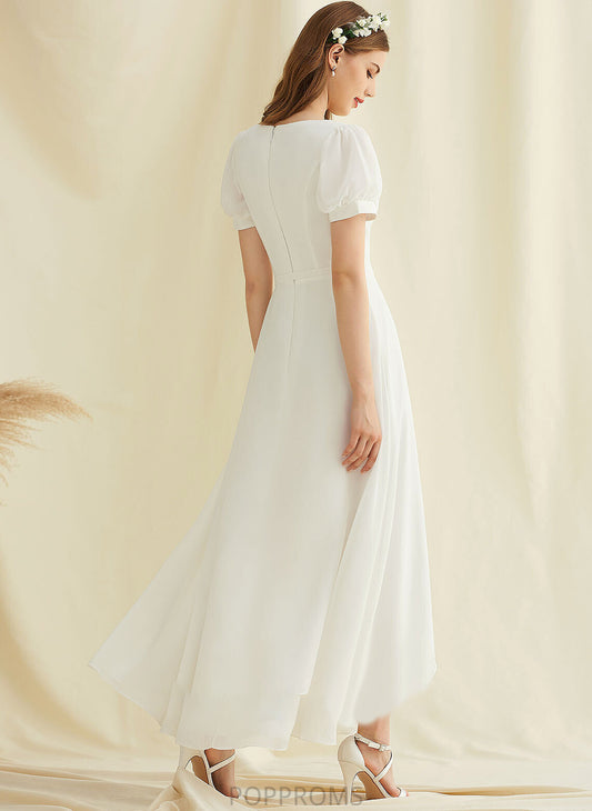 Wedding Dress A-Line V-neck Chiffon Wedding Dresses Asymmetrical Nydia