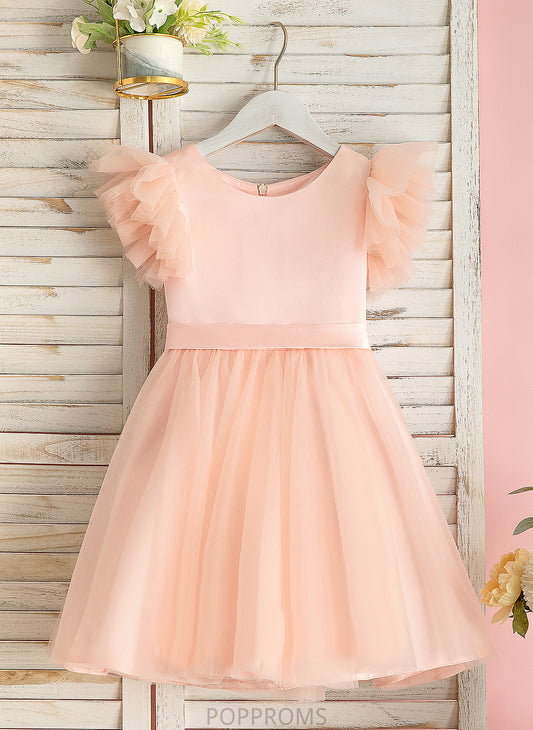 Tulle Simone Flower Scoop - Flower Girl Dresses Sleeves Short Knee-length Girl Neck A-Line Dress