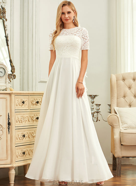 Lace Payten Floor-Length Neck A-Line Dress Wedding Scoop Wedding Dresses Chiffon