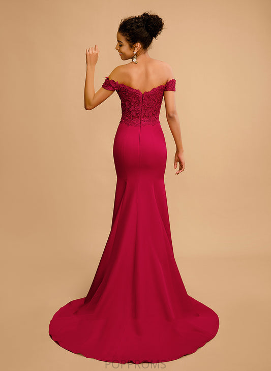 Stretch Pauline With Trumpet/Mermaid Off-the-Shoulder Floor-Length Crepe Sequins Prom Dresses