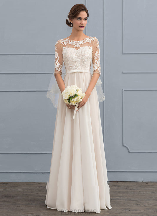 Wedding Dresses Dress Chiffon Bow(s) Beading A-Line Illusion Wedding With Marcia Floor-Length Sequins