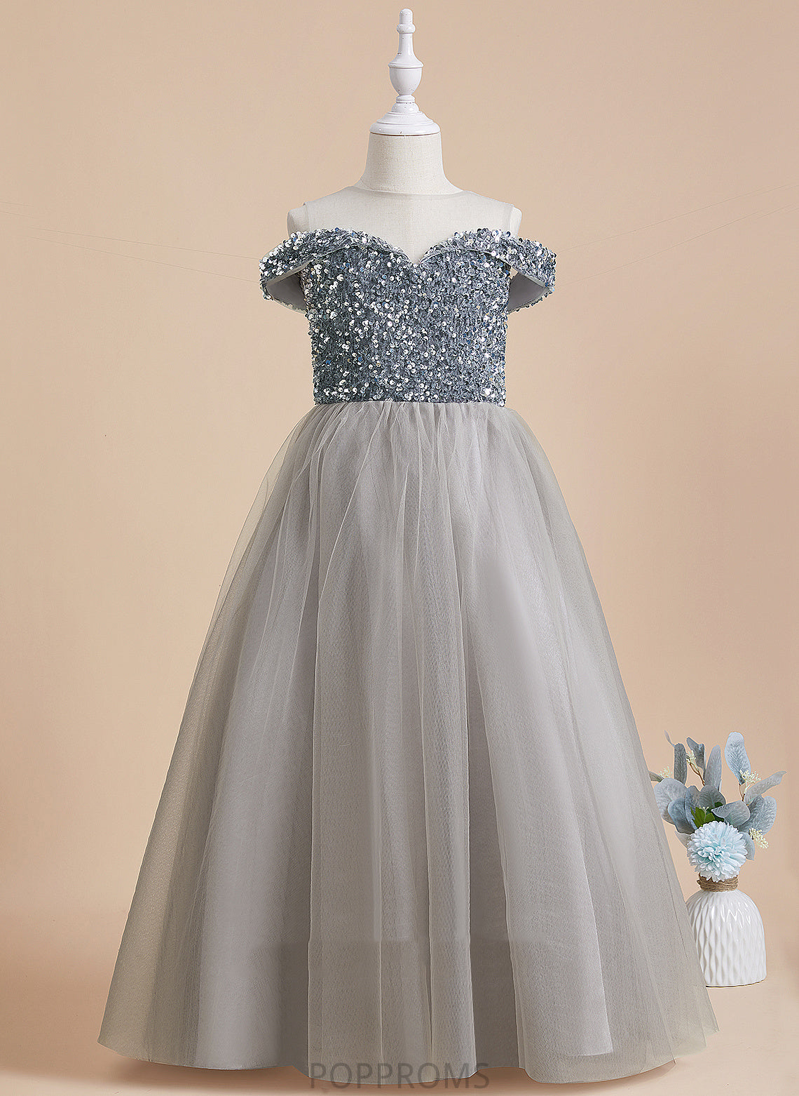 Scoop Tulle/Sequined Dress Aiyana - Sleeveless Flower Girl Dresses Neck A-Line Flower Girl Floor-length