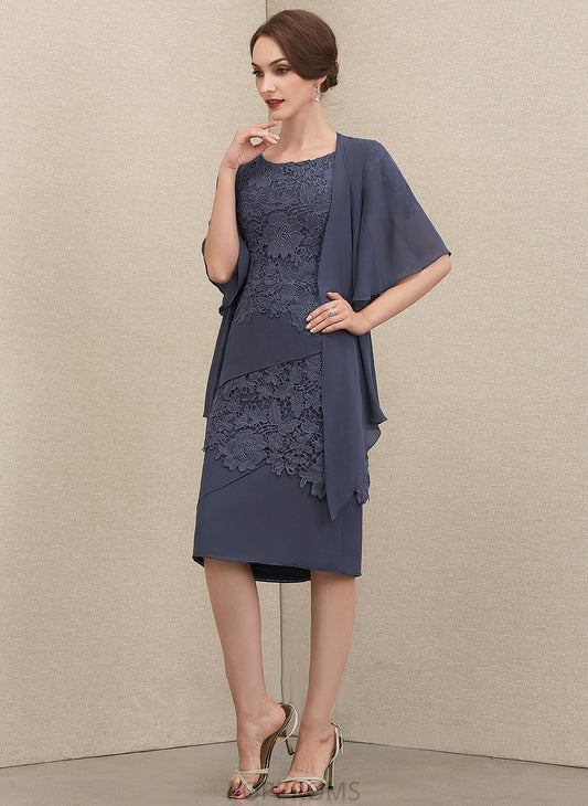 Chiffon Bride Lace Neck Mother of the Bride Dresses Dress Scoop of the Mother Knee-Length Allison Sheath/Column