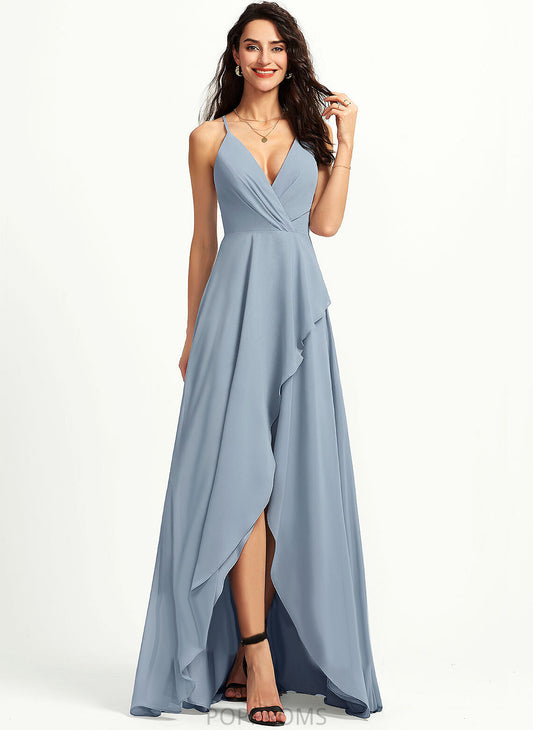 A-Line Cassidy Chiffon Asymmetrical Prom Dresses V-neck