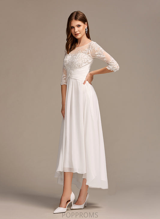 Illusion Dress Wedding Dresses With Wedding Lace Gwendoline Chiffon Asymmetrical A-Line