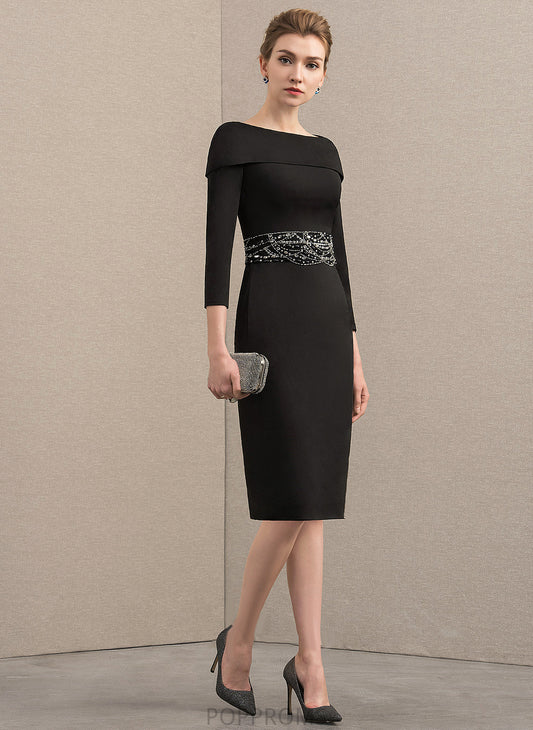 Cocktail Sheath/Column Sequins Dress Cocktail Dresses Beading Knee-Length Off-the-Shoulder With Adrienne Jersey