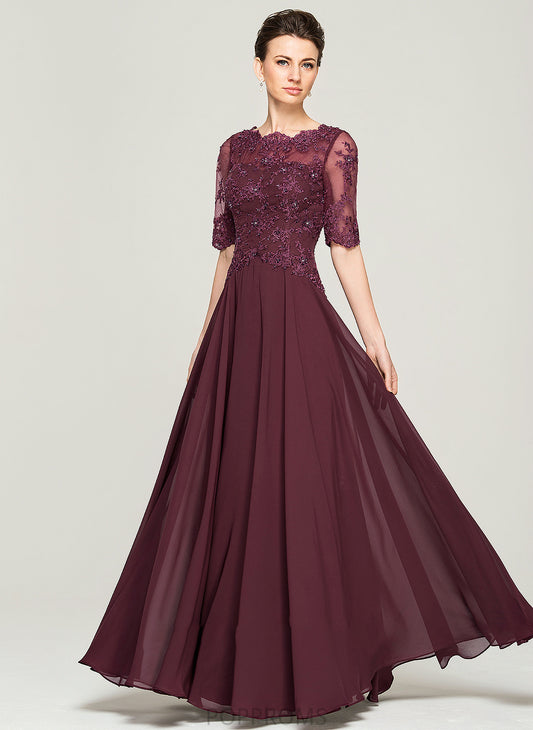 Sequins Dress Scoop Floor-Length Mother of the Bride Dresses the With Lace Beading Bride Chiffon of A-Line Mother Rowan Neck