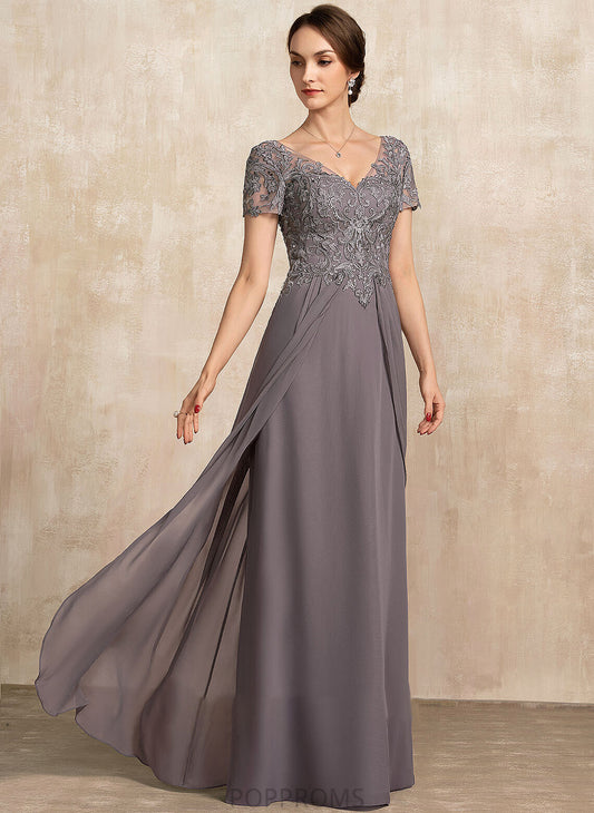 Mother of the Bride Dresses V-neck A-Line Mother Lace Floor-Length Bride Dress Chiffon of the Lisa