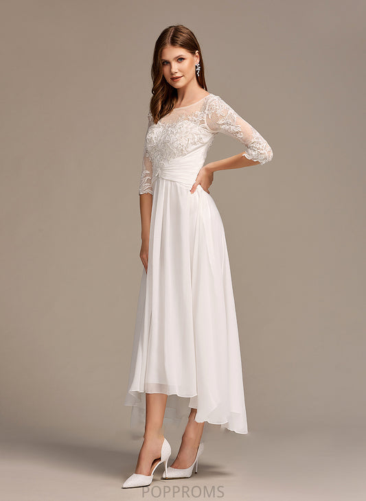 A-Line Illusion Dress Asymmetrical With Wedding Dresses Wedding Elise Lace