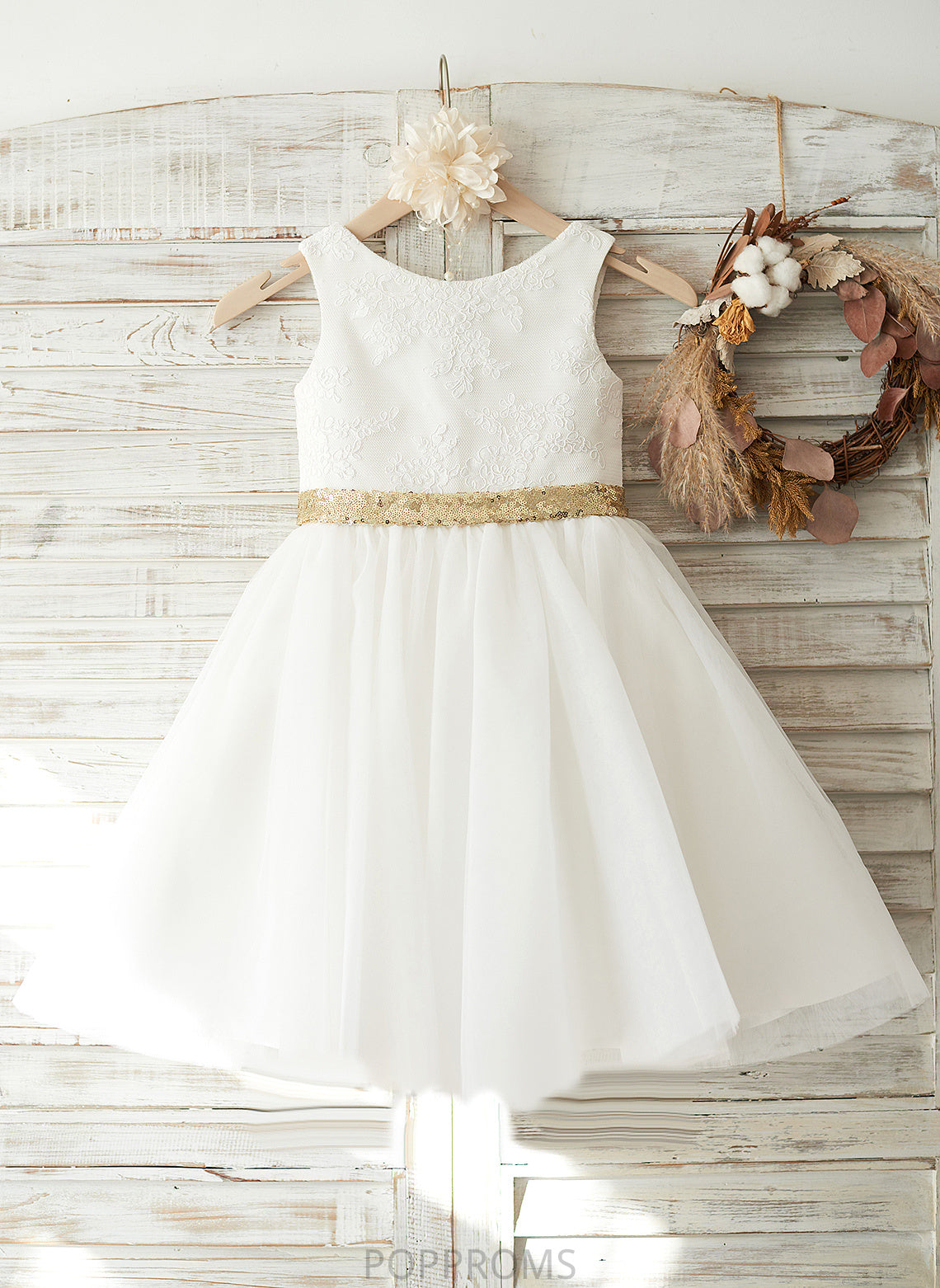 Bow(s)/V Nicola A-Line Tulle/Lace/Sequined Flower Girl Dresses - Dress Back With Girl Flower Neck Scoop Knee-length Sleeveless