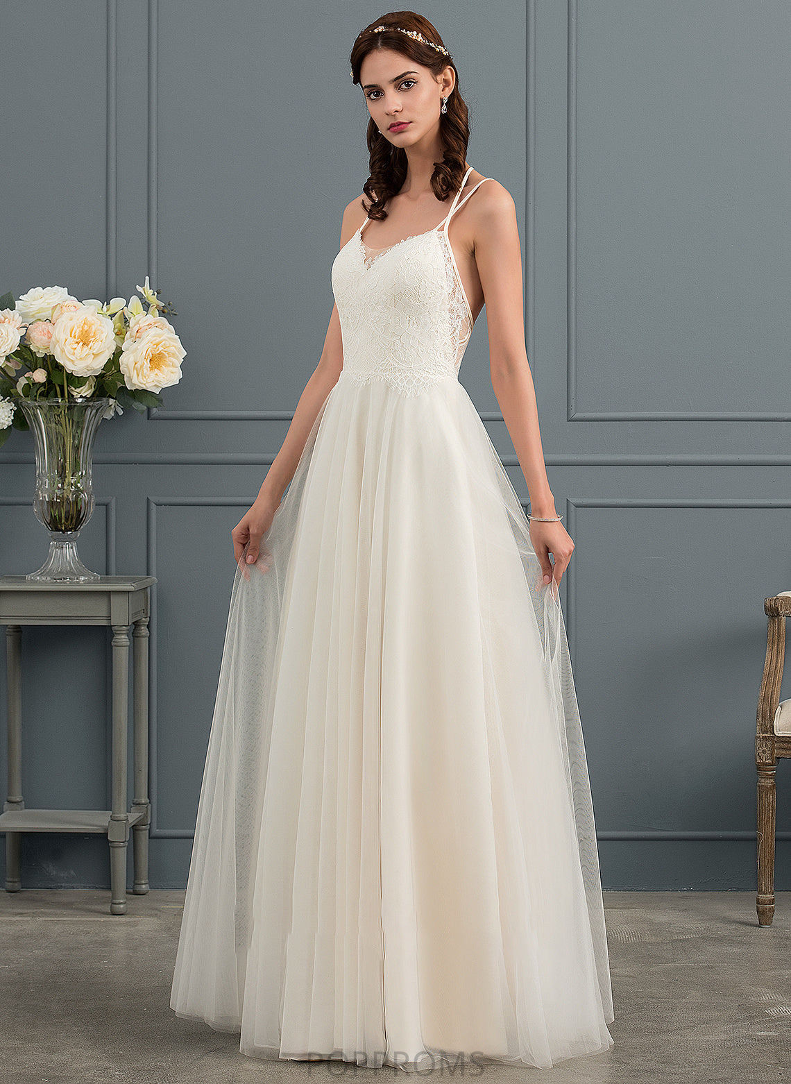 Wedding A-Line Floor-Length Sweetheart Tulle Wedding Dresses Emely Dress