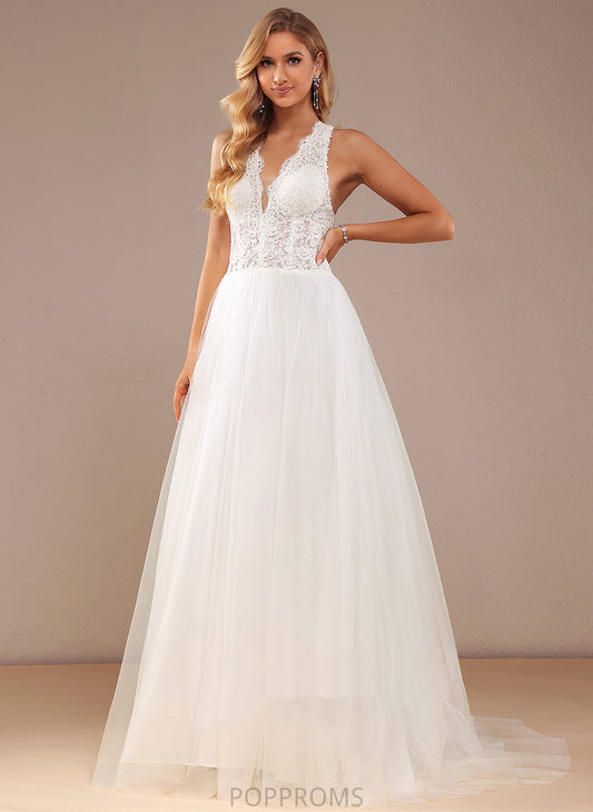 With Sequins Train Nyasia Court Lace Ball-Gown/Princess Wedding Dresses Wedding Dress V-neck Lace Tulle