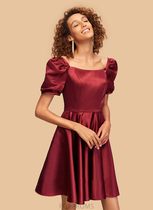 Satin Neckline Square Dress Homecoming Dresses A-Line Livia Homecoming Short/Mini