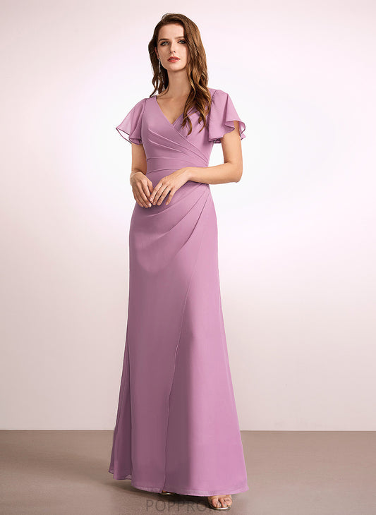 Silhouette Neckline Length Floor-Length Embellishment Ruffle Fabric V-neck Sheath/Column Lorelai Floor Length V-Neck Bridesmaid Dresses