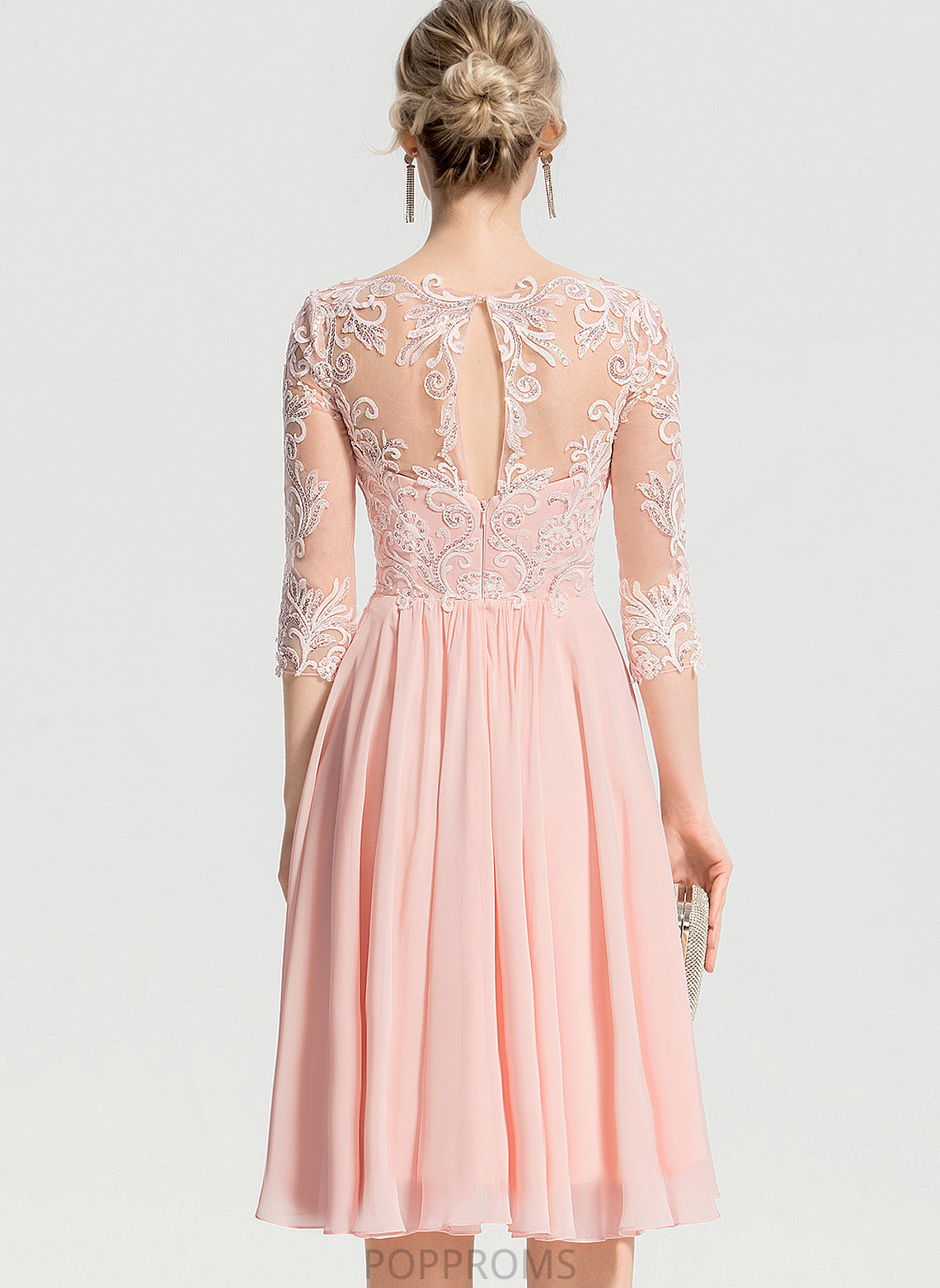 Dress V-neck Wedding Dresses Knee-Length Wedding With Nicole A-Line Chiffon Beading Lace