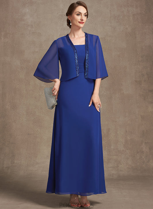 Chiffon Dress Neckline A-Line With Bride Mother of the Bride Dresses Mother Destinee Square the Ruffle Ankle-Length of