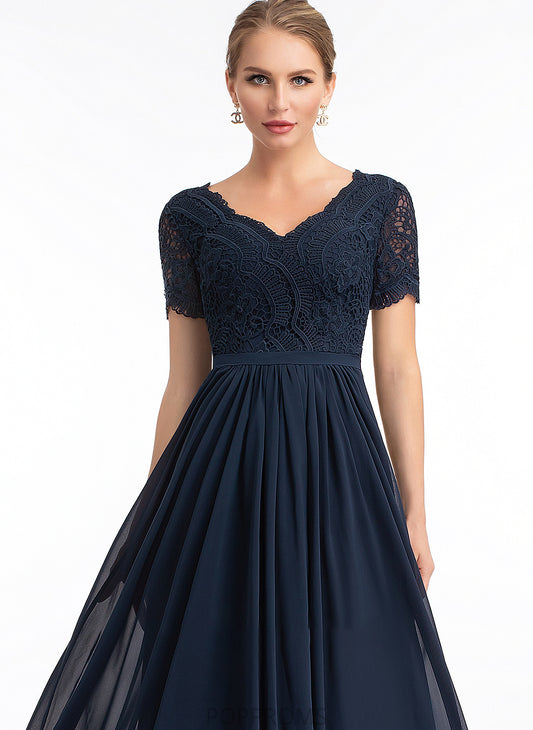 Fabric Sleeve Length Lace Neckline V-neck A-Line Silhouette Floor-Length Audrey Straps Natural Waist Bridesmaid Dresses