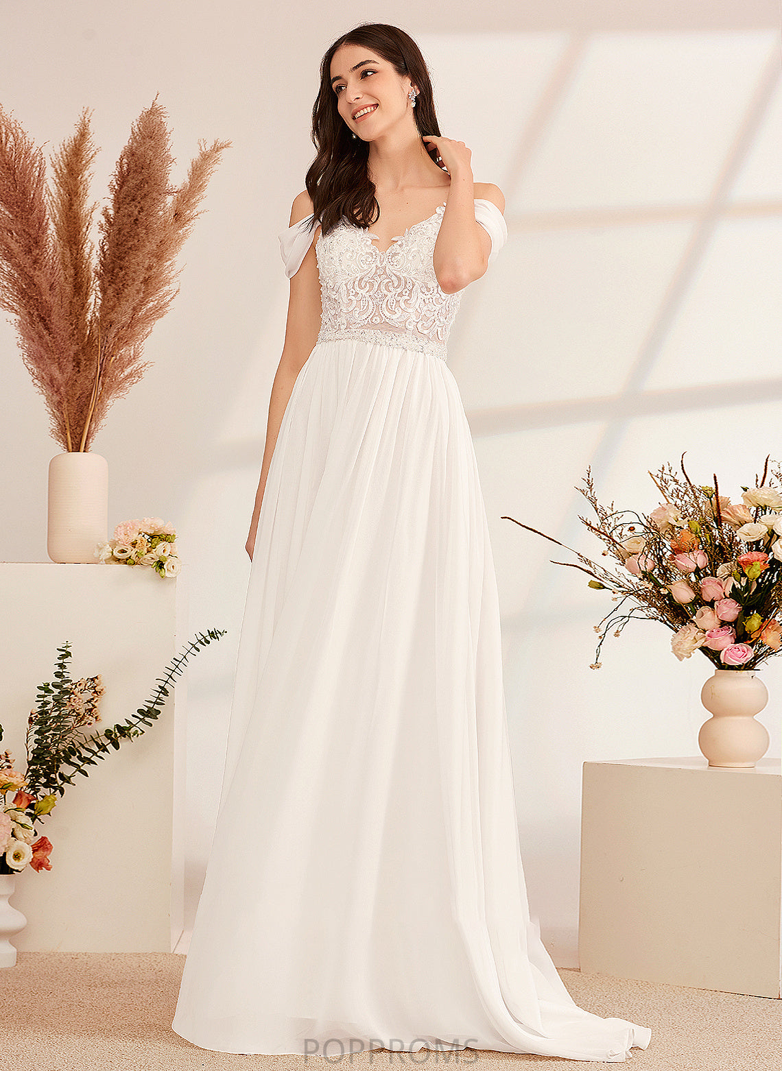 Wedding A-Line Beading Dress Sequins Justice Wedding Dresses V-neck Train Sweep With