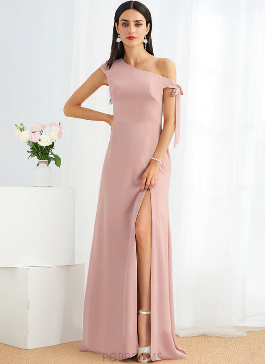 A-Line Length Fabric Embellishment Neckline One-Shoulder Silhouette Bow(s) Floor-Length Alisson Natural Waist V-Neck Bridesmaid Dresses