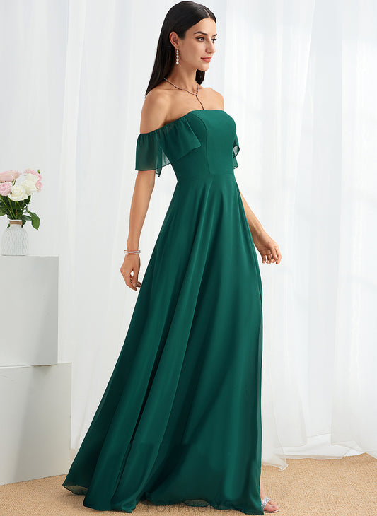 Length Silhouette Floor-Length Neckline A-Line Embellishment Fabric Off-the-Shoulder SplitFront Daisy Spaghetti Staps Floor Length Bridesmaid Dresses