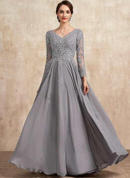 Mother of the Bride Dresses of Maria the Mother Chiffon A-Line Floor-Length V-neck Lace Bride Dress