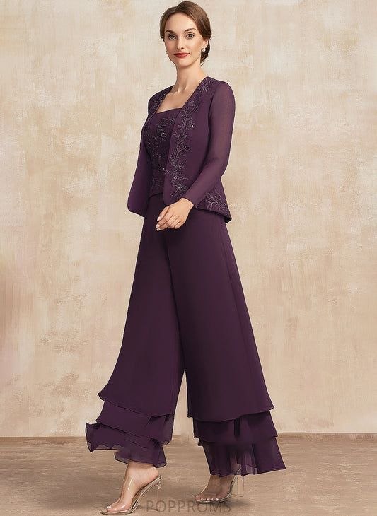 Bride Sequins Ankle-Length Neckline of Chiffon Mother of the Bride Dresses Square the Mother Jumpsuit/Pantsuit Camille Dress With Lace