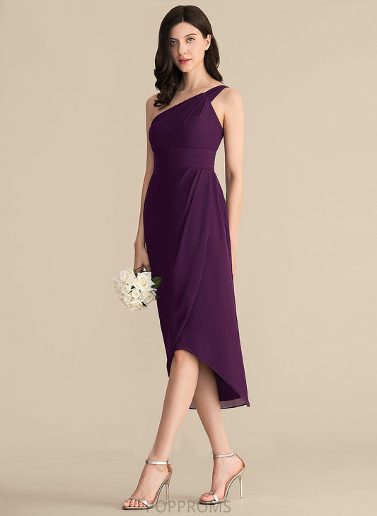 Alissa Ruffle Sheath/Column Cocktail Chiffon Dress Cocktail Dresses With Asymmetrical One-Shoulder