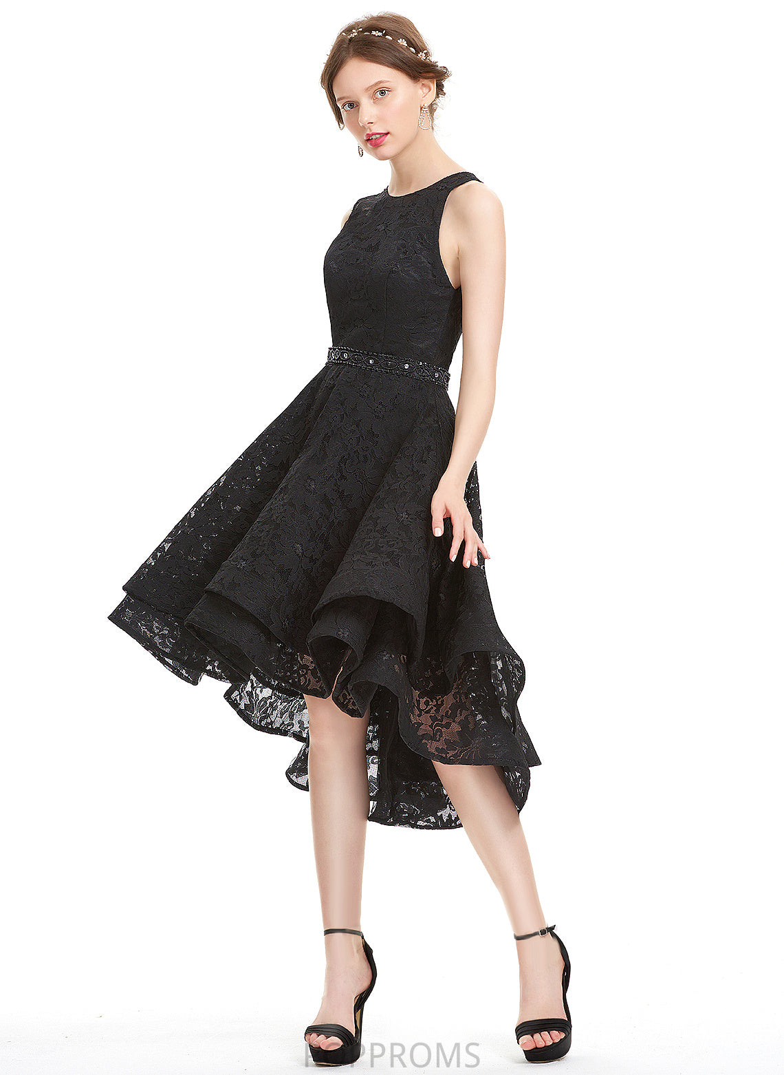 Homecoming Dresses Scoop Neck With Beading Dress Homecoming Carolyn A-Line Asymmetrical Lace Lace