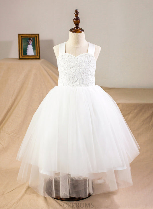 With Satin Dayanara Tea-Length Sweetheart Ball-Gown/Princess Bow(s) Junior Bridesmaid Dresses Tulle Lace