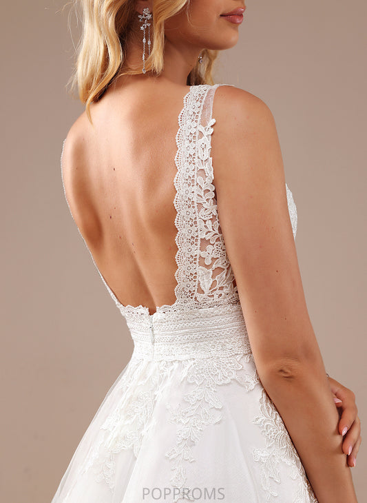 Wedding Dresses With V-neck Tulle A-Line Heather Lace Lace Dress Wedding Knee-Length