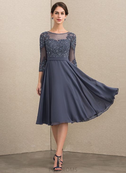 Beading Lace Dress Sequins With Scoop Mother of the Bride Dresses Neck A-Line Mother Brenna the of Bride Chiffon Knee-Length