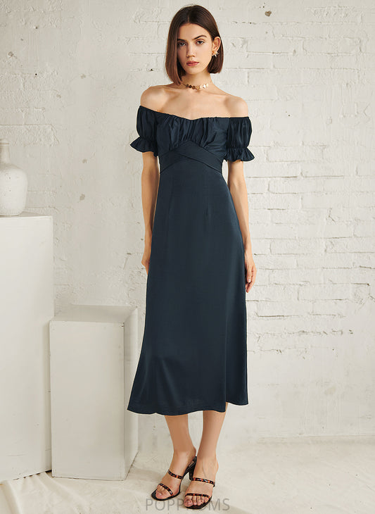 Cocktail Dresses Blends Cocktail Tea-Length Dress Off-the-Shoulder Ansley A-Line Cotton