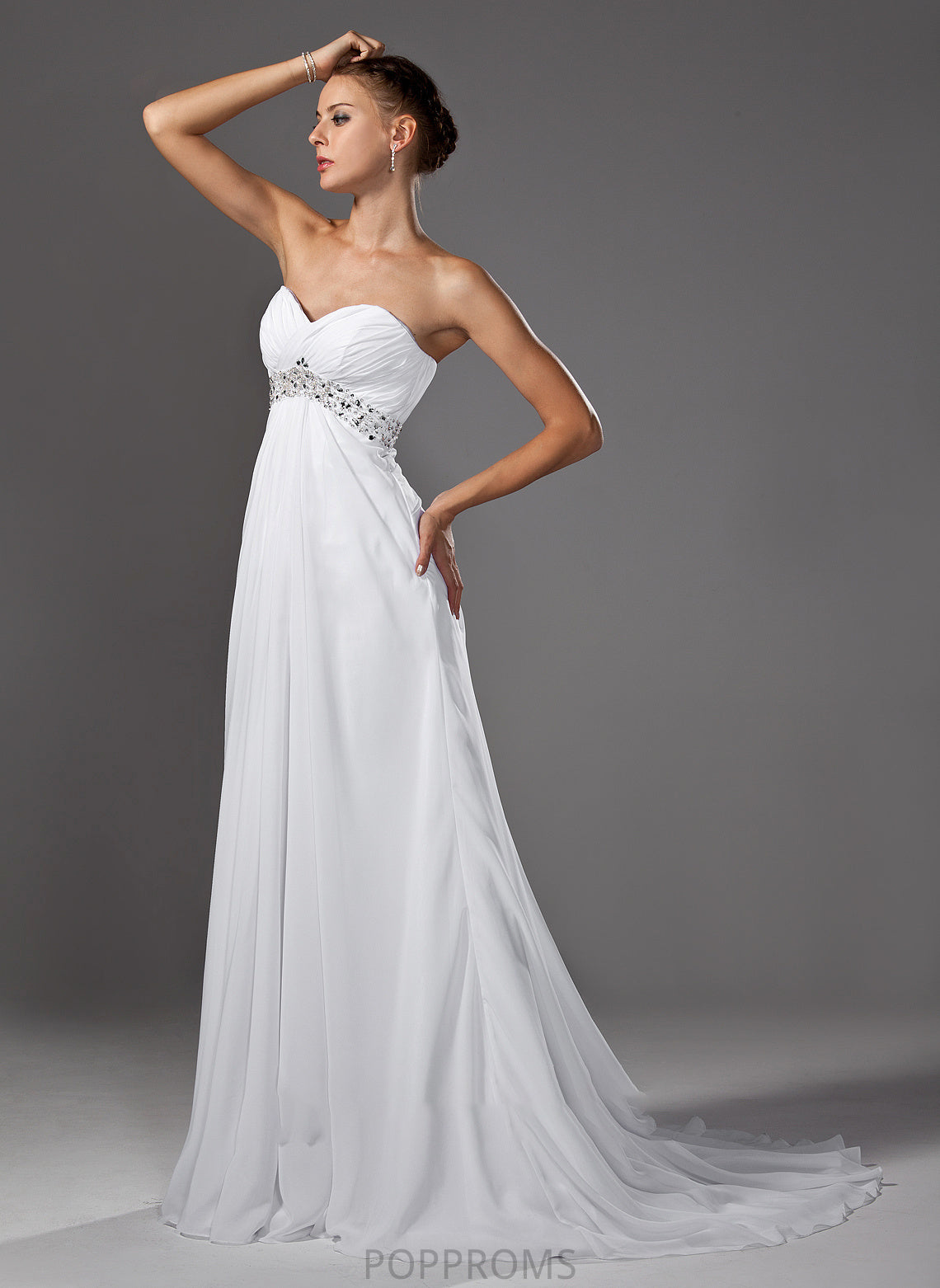 Train Wedding Empire Sweep Brianna With Dress Wedding Dresses Beading Chiffon Ruffle Sweetheart