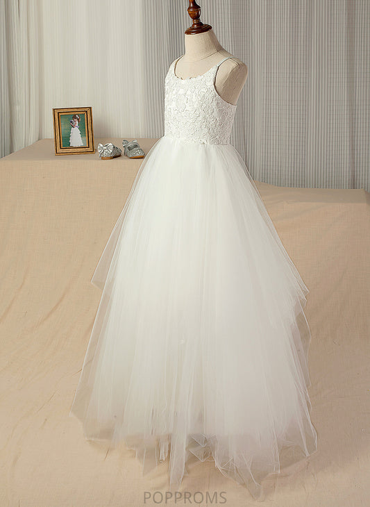 With Scoop A-Line Floor-Length Neck Lace Lace Leilani Junior Bridesmaid Dresses Tulle