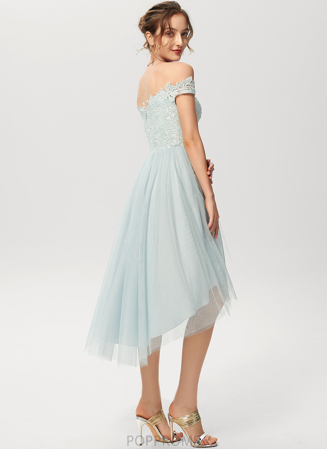 Cocktail Dresses Dress Lace Reina Cocktail Off-the-Shoulder A-Line Asymmetrical Tulle